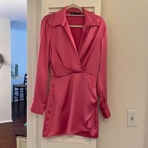 Zara Pink Satin Dress